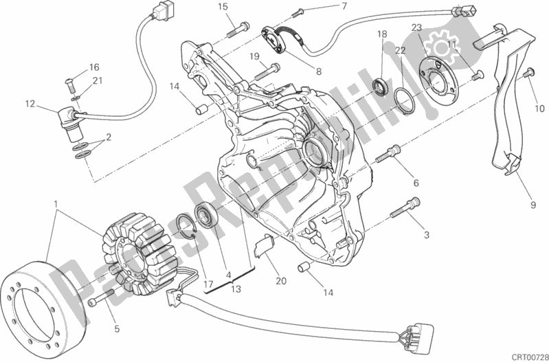 All parts for the Generator Cover of the Ducati Diavel Xdiavel Sport Pack Brasil 1260 2017